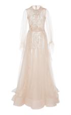 Sandra Mansour Tulle Bow Embroidered Gown