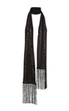 Alexander Wang Black Embroidered Fringe Silk Scarf