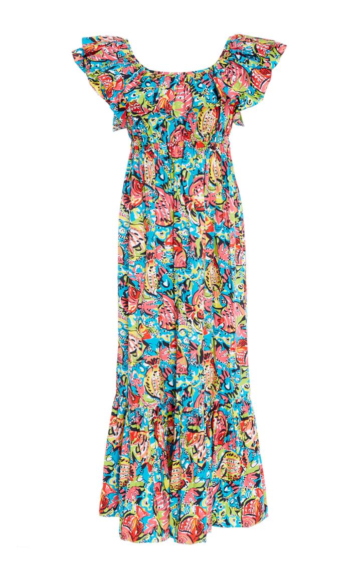 Michael Kors Collection Empire Waist Ruffled Cotton Dress