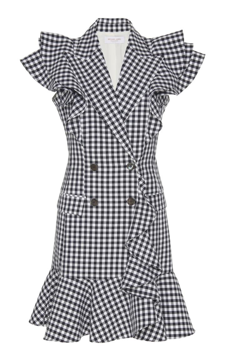Moda Operandi Michael Kors Collection Ruffled Cotton Gingham Dress Size: 2