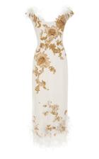 Marchesa Off The Shoulder Ostrich Feather Gown