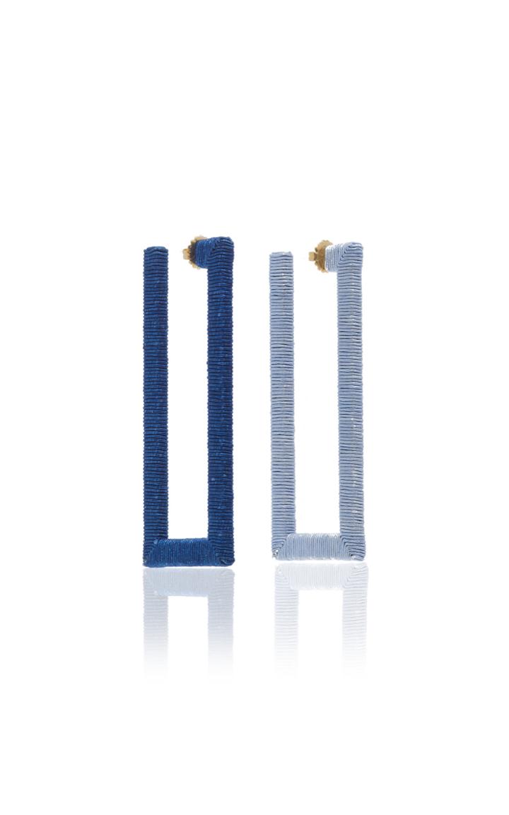Rebecca De Ravenel Geo Silk-woven Gold-plated Hoop Earrings
