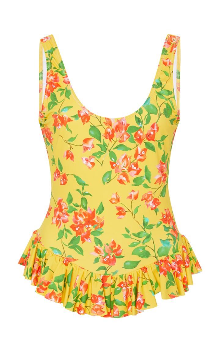 Caroline Constas Tinos Ruffled Floral-print Swimsuit
