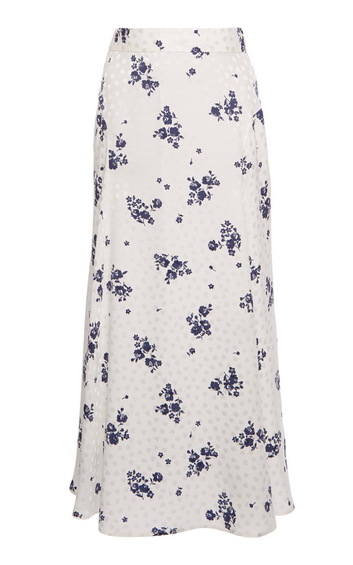 Moda Operandi Alessandra Rich Rose-printed Silk Midi Skirt