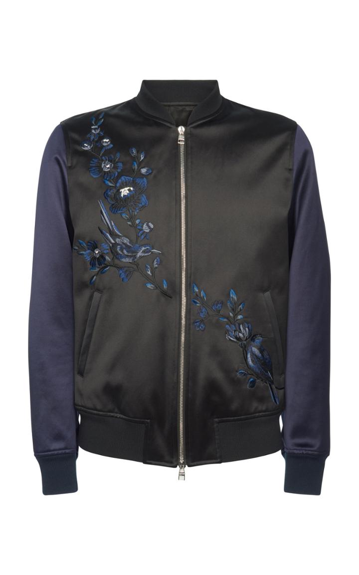 Alexander Mcqueen Floral-embroidered Satin Jacket