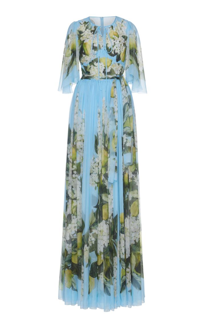 Dolce & Gabbana Belted Floral Silk Gown