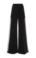 Adam Lippes Satin Crepe Wide Leg Pant With Sheer Insets