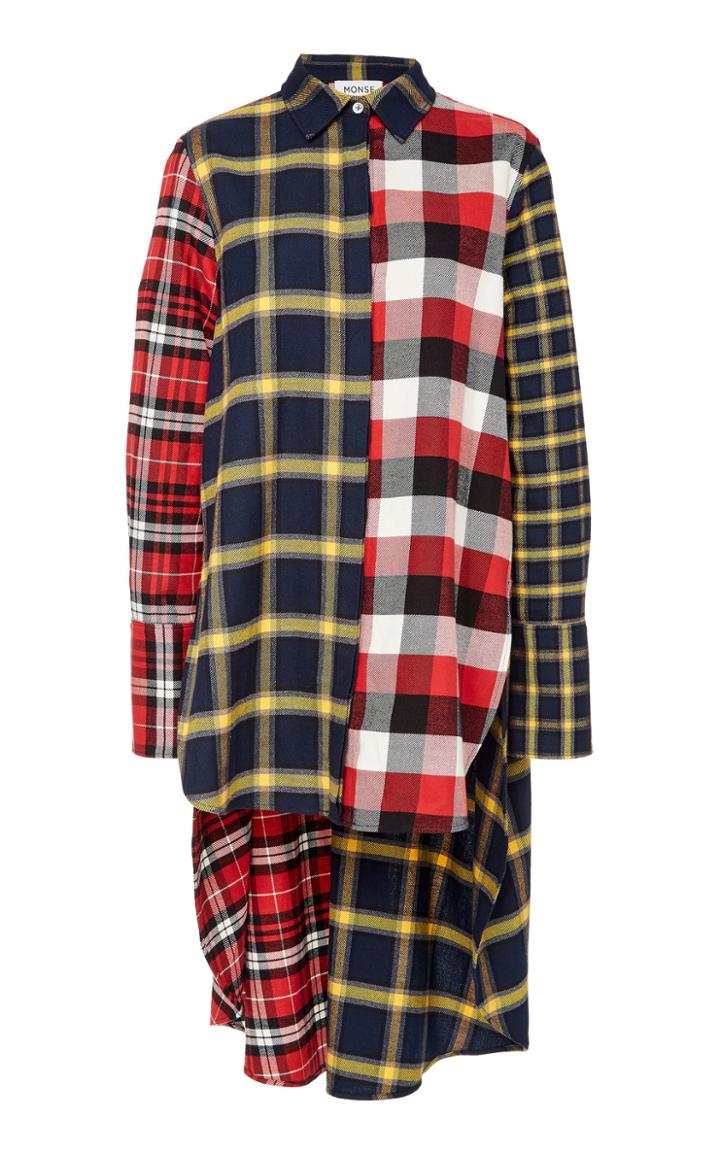 Monse Multi Plaid Hi Lo Cotton Shirt