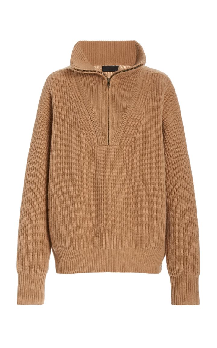 Moda Operandi Nili Lotan Hester Ribbed-knit Cashmere Half-zip Sweater
