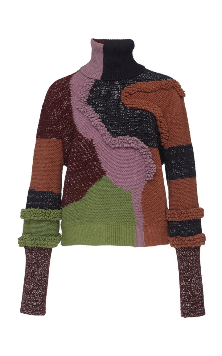 Peter Pilotto Heavy Knit Patchwork Turtleneck