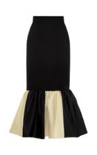 George Keburia Striped Peplum Cotton Silk Midi Skirt