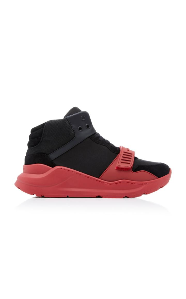 Burberry Suede And Neoprene High-top Sneakers