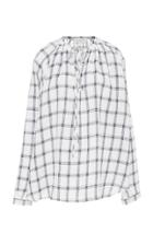 Lee Mathews Nellie Checked Linen Long Sleeve Top