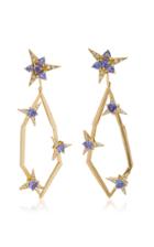 Carol Kauffmann Galactic Star 18k Gold Tanzanite And Diamond Drop Earrings