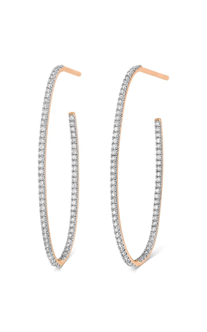 Ginette Ny Large Ellipse 18k Rose Gold Diamond Hoop Earrings