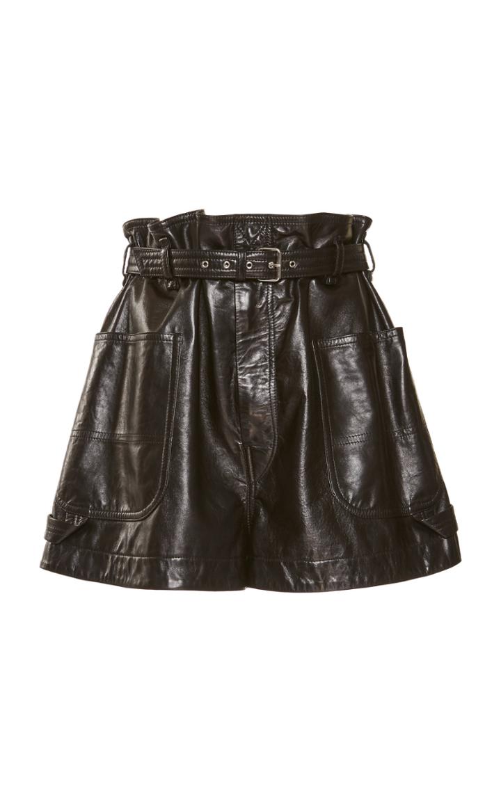 Isabel Marant Xike Belted Leather Shorts