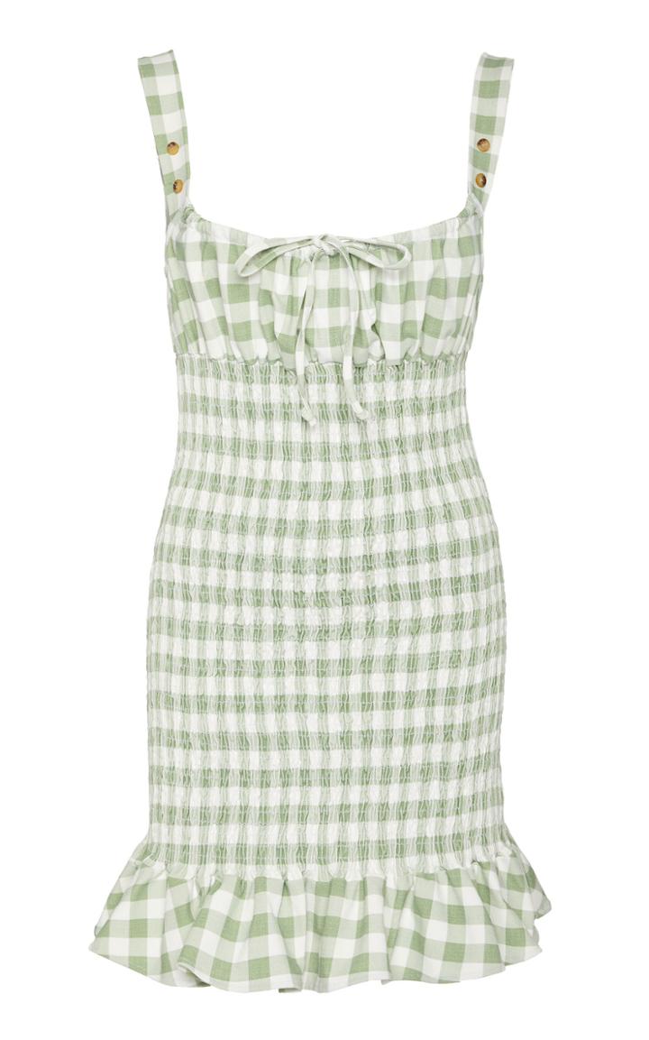 Ciao Lucia Cara Gingham Shirred Poplin Mini Dress