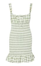 Ciao Lucia Cara Gingham Shirred Poplin Mini Dress