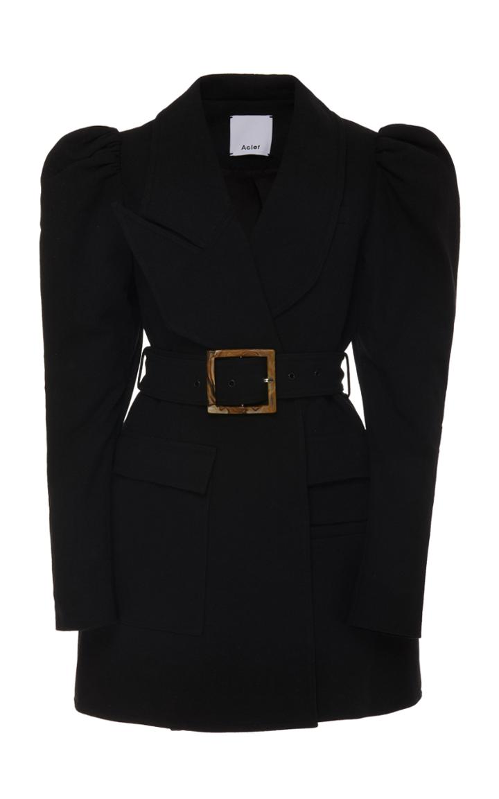 Acler Alameda Puffed-shoulder Belted Blazer Dress Size: 2
