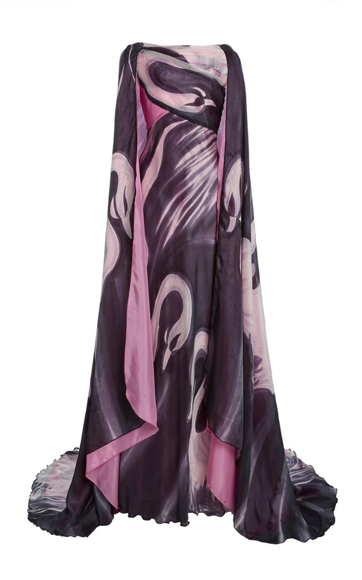 Moda Operandi Rodarte Hand Painted Silk Cape Gown