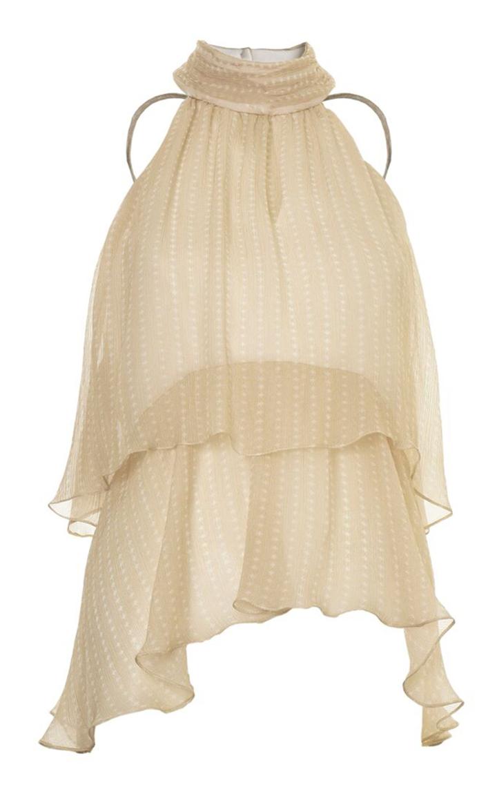 Lilly Sarti Crepe Ruffle Blouse