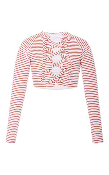 Mara Hoffman Swim Jacquard Stripe Terry Lace-up Rashguard