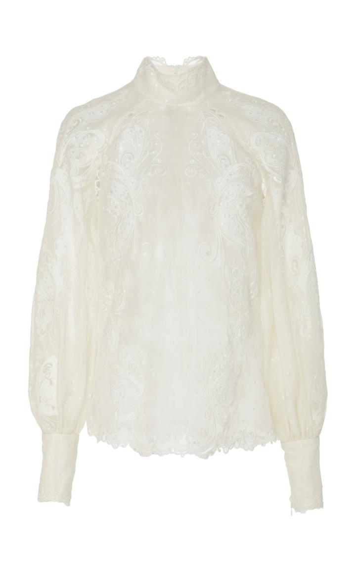 Zimmermann Floral-embroidered Cotton Blouse