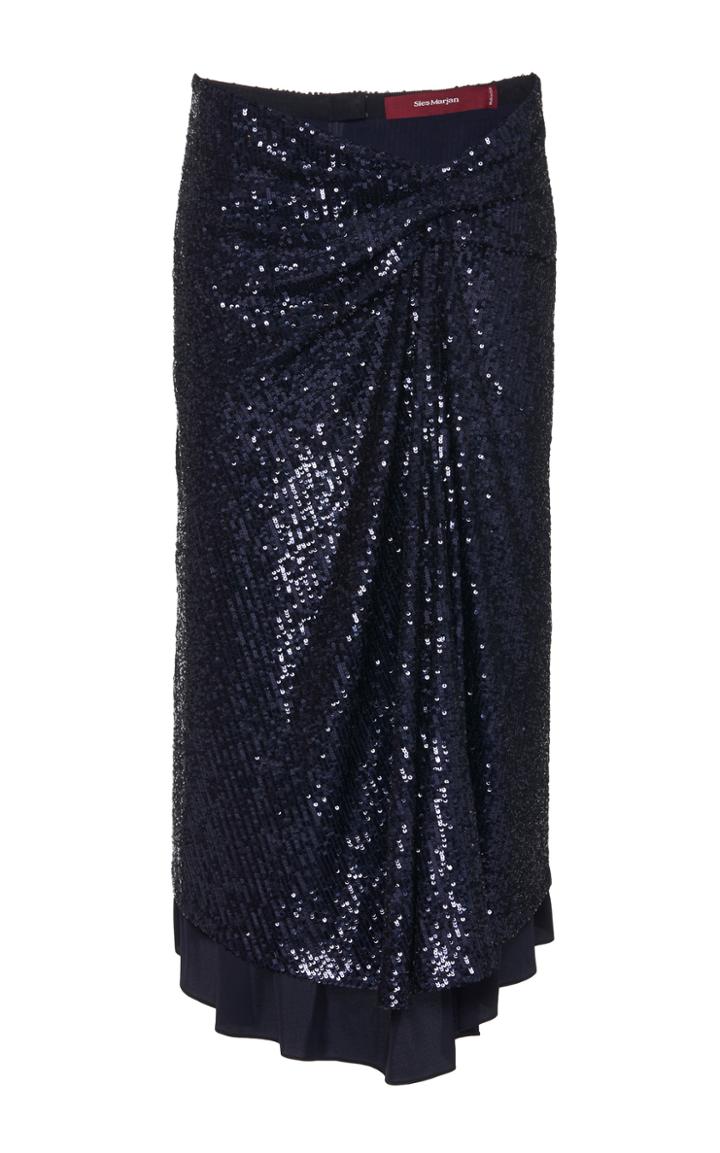 Sies Marjan Kayla Draped Sequin Midi Skirt