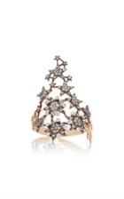 Kismet By Milka Eclectic Full White And Champagne Diamond Star Rose Gold Long Ring