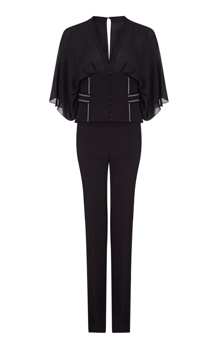 Moda Operandi Safiyaa Iona Silk-detailed Heavy Crepe Jumpsuit