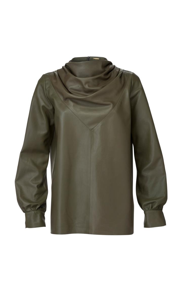 Moda Operandi Dodo Bar Or Bilbi Draped Leather Cowl-neck Top