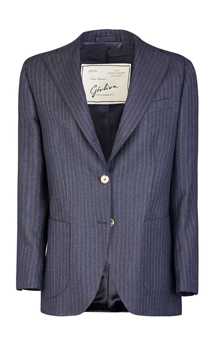 Giuliva Heritage Collection Andrea Pinstriped Single-breasted Wool Blazer