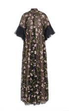 Giambattista Valli Floral Embraided Silk Chiffon Trapeze Gown