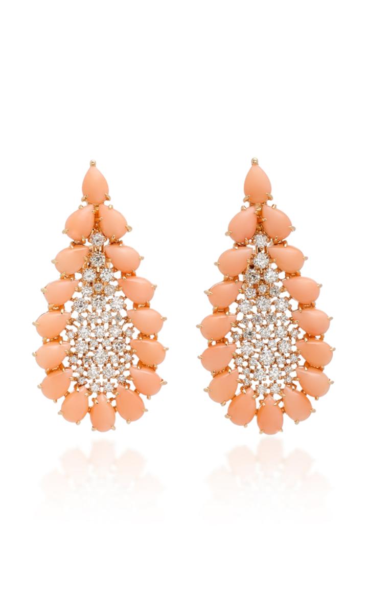 Sutra Pink Opal And Diamonds Earrings