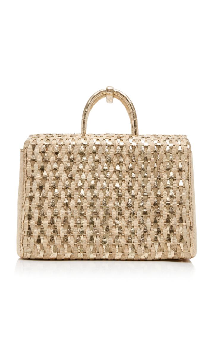 Nancy Gonzalez Woven Crocodile And Linen Tote