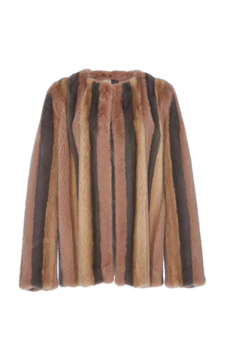 J. Mendel Multi Colored Fur Striped Jacket