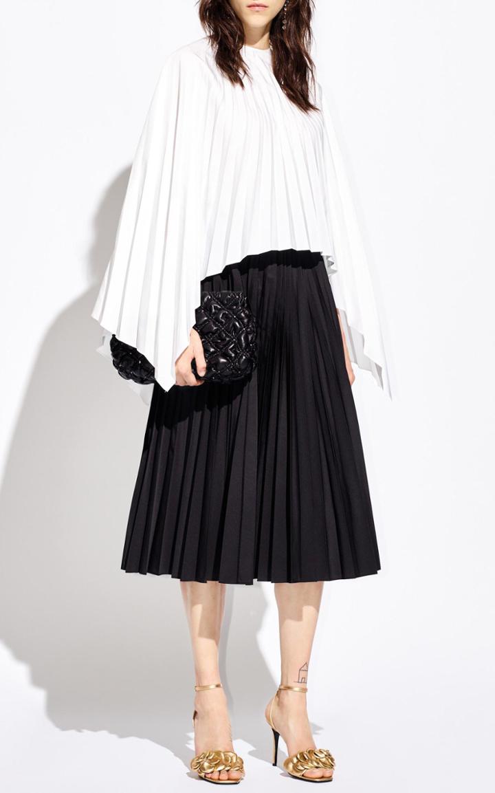 Moda Operandi Valentino Pleated Faille Cotton-blend Midi Skirt