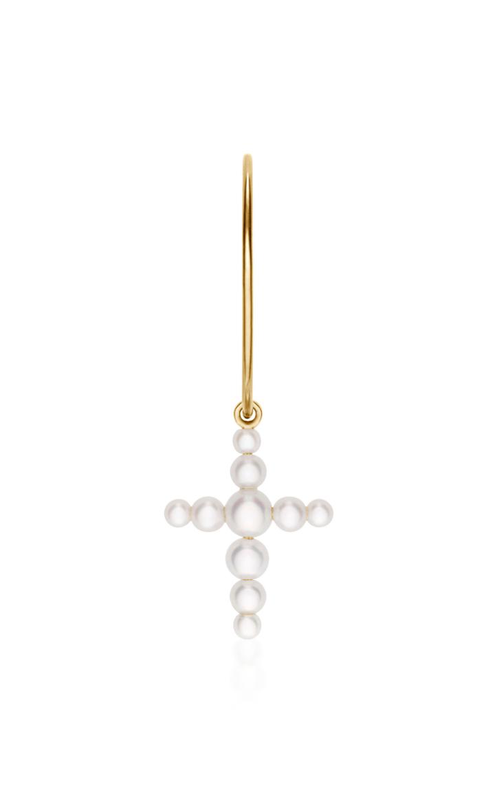 Sophie Bille Brahe Fellini 14k Gold And Pearl Single Hoop Earring
