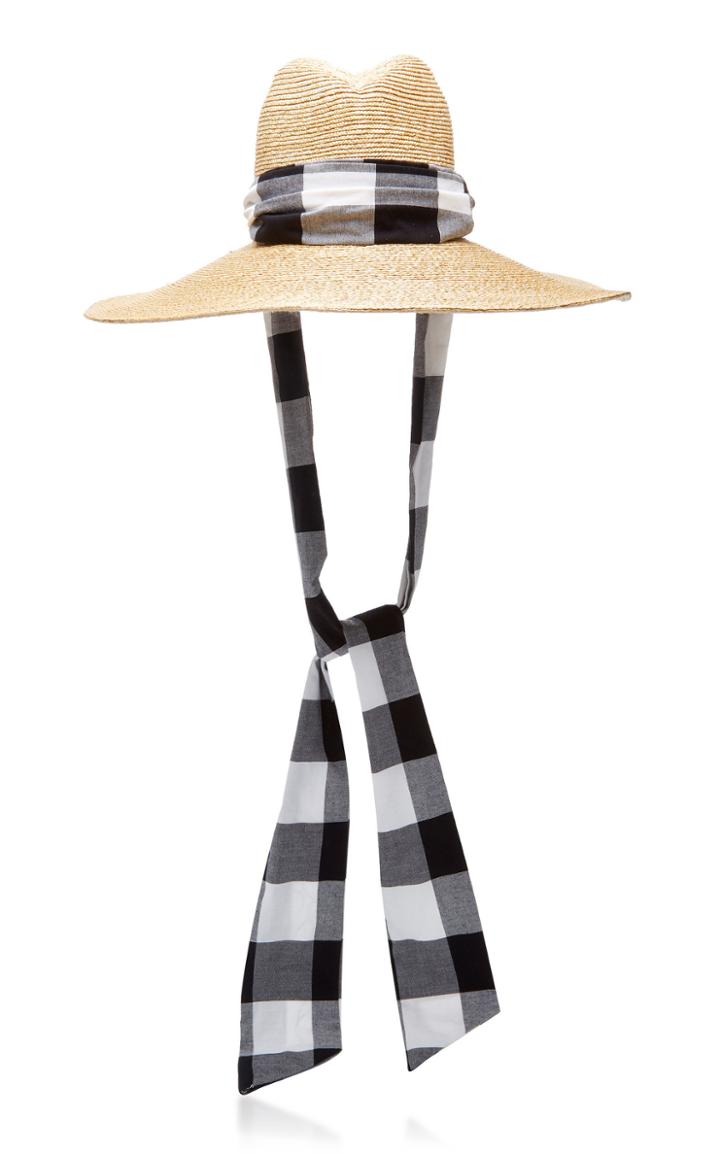 Gigi Burris Jeannie Gingham Cotton-trimmed Straw Sunhat