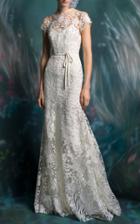 Isabelle Armstrong Sage Lace Trumpet Gown