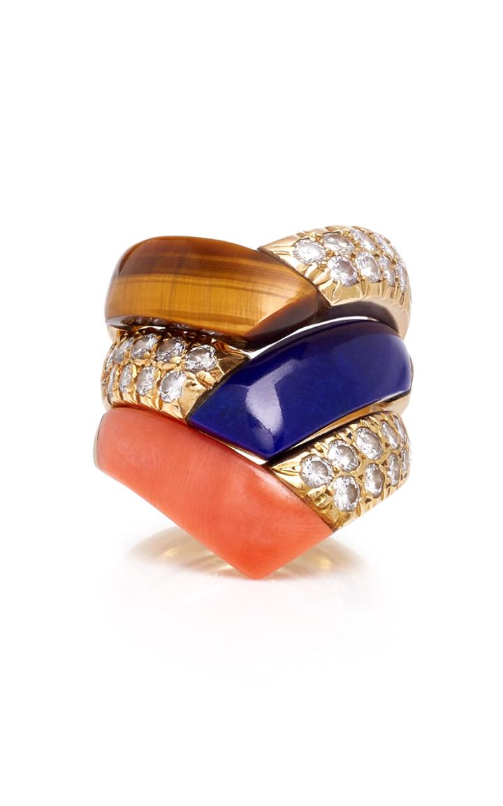 Jill Heller Vintage Vintage Van Cleefe Set-of-three 18k Gold Multi-stone Rings
