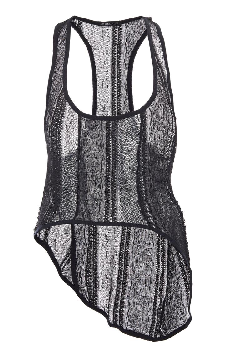 Moda Operandi Ann Demeulemeester Lace-paneled Sleeveless Top Size: 34