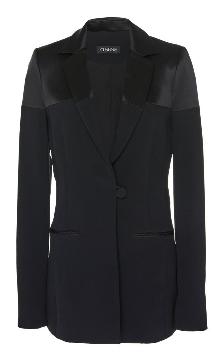 Cushnie Satin-paneled Cady Blazer