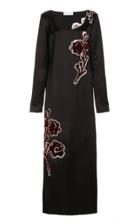 Moda Operandi Marina Moscone Embroidered Satin Midi Dress