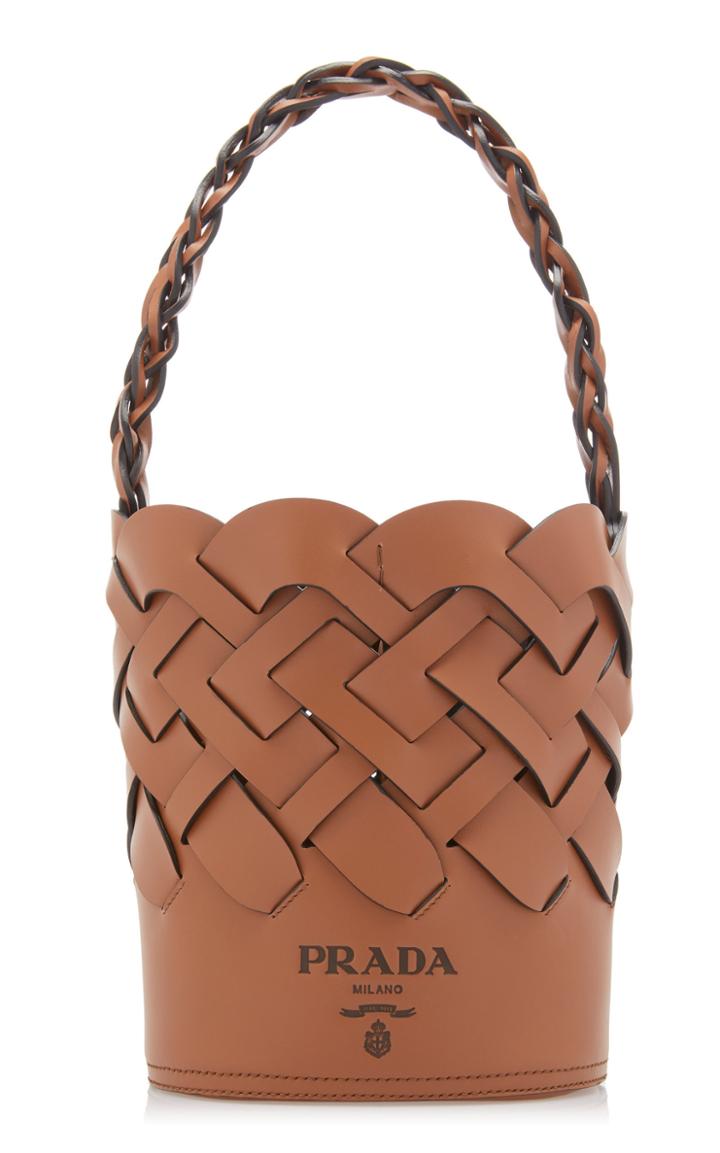 Moda Operandi Prada Woven Leather Bucket Bag