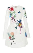 Monique Lhuillier Embroidered Long Sleeve Lace Dress