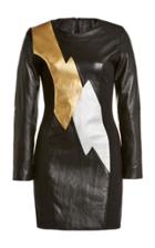 Moda Operandi Dundas Lightning Bolt Detailed Leather Mini Dress