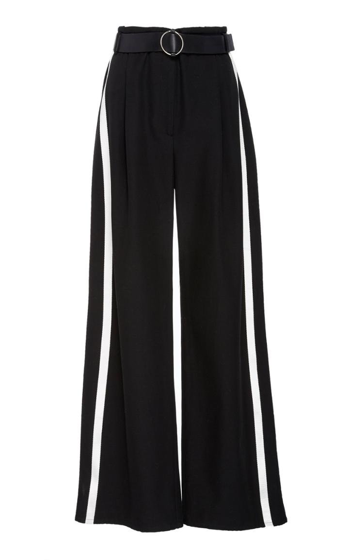 Sally Lapointe Striped Low-rise Wide-leg Crepe Pants