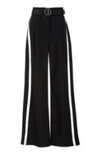Sally Lapointe Striped Low-rise Wide-leg Crepe Pants