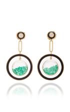 Moda Operandi Moritz Glik 18k Yellow Gold Diamond And Emerald Enamel Halo Earrings